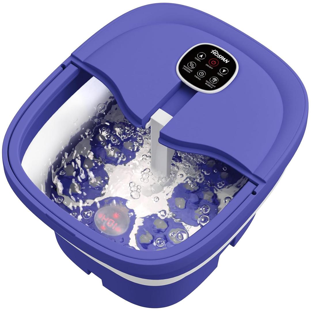 HOSPAN Collapsible Foot Spa Electric Rotary Massage, Foot Bath with Heat, Bubble, Remote, and 24 Motorized Shiatsu Massage Balls. Pedicure Foot Spa for Feet Stress Relief - FS02A