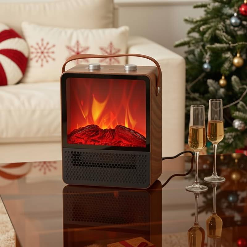 RealSmart Small Electric Fireplace 1500W Space Portable Heater for Indoor Use 4 Adjustable Modes Ceramic Mini Fireplace 3D Realistic Flame Overheating Safety Protection