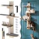 2026 New 4-Level Over Door Cat Tree, with (6 Suction Cups & Climbing Rope and Adjustable Hooks), Door Hanging Cat Shelf with 17.7in Perch Over The Door Cat Tree Climber for Large Cats and Kittens