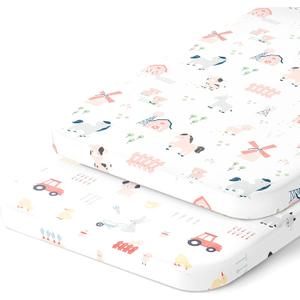 Bassinet Fitted Sheets Compatible with Dream on Me Traveler Portable Bassinet & Skylar, Seashell Bedside Sleeper  Snuggly Soft 100% Jersey Cotton  Farm Animals  2 Pack Bassinet Fitted Sheets Compatible with Dream on Me Traveler Portable Bassinet & Skylar, Seashell Bedside Sleeper  Snuggly Soft 100% Jersey Cotton  Farm Animals  2 Pack