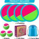 Beach Games, Outdoor Toys for Kids Ages 4-8, Toss and Catch Ball Set, with 4 Paddles 3 Balls, and 1 Storage Bag, Beach Toys Easter Gifts for Kids