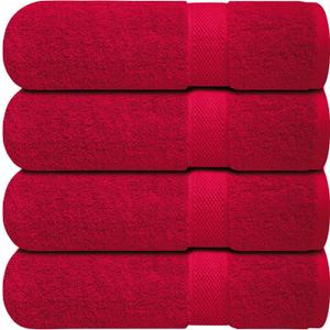 Infinitee Xclusives Luxury 100% Ring-Spun Cotton Bath Towels Set of 4 (27x54 inches)  Soft, Absorbent & Quick-Drying Towels for Bathroom, Gym, Spa & Hotel Use (Burgundy, Bath Towels)