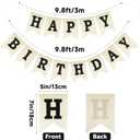 Anwyll Happy Birthday Banner - NO DIY Burlap Happy Birthday Banner Sign Happy Birthdays Party Decoration Happy Birthdays Banners Bunting for Women Men Girl Boy Celebration Party Backdrops (Black)
