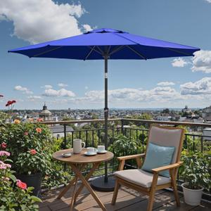 Patio Umbrellas, Pool Umbrella, Outdoor Umbrella with Push Button Tilt/Crank, Deck Umbrellas, Market Umbrela Table for Backyard, Deck, Garden, Pool (11 FT(Steel Ribs), Navy Blue)