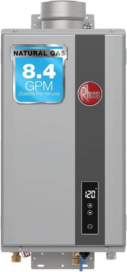 Rheem RTG-84DVLN-3 High Efficiency Non-Condensing Indoor Tankless Natural Gas Water Heater 8.4 GPM, 180,000 BTUs