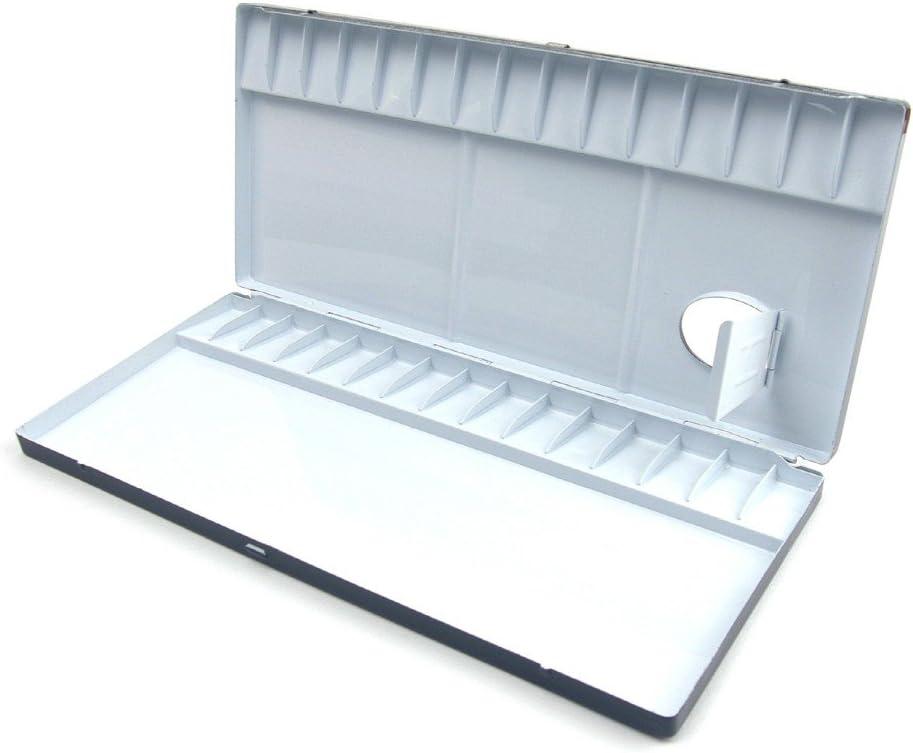 Aluminum Watercolor Palette 30 Well (11.9"x5.4"x0.8") (White)