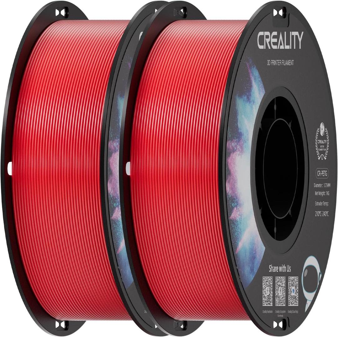 Creality PETG 3D Printer Filament 2 kg, Excellent Toughness High Precision, Odorless Non-Toxic Moistureproof, Glossy PETG Filament 1.75mm for 3D Printer