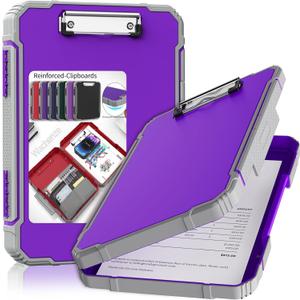Thicker Clipboard with Storage, Internal Pen Pouch Included, A4 / Letter Size, Toughest Construction Clipboard with Waterproof, Heavy Duty Clip Boards 8.5x11 with High Capacity for Office (Dark Purple)
