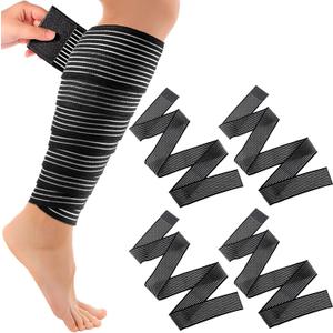 4 x Syhood Compression Bandage Wraps for Leg, Elastic Calf Compression Sleeve Ankle Support, Adjustable Plus Size for Men and Women Stabilising Ligament, Joint Pain, Sports(4 Pieces,71 Inches)