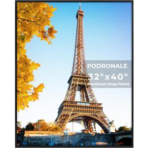32x40 Poster Frames, 1Pcs, Plexiglass,Black Aluminum Snap Frame