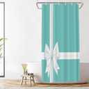 Shrahala Teal Christmas Elegant Decorative Shower Curtain, White Turquoise Bathroom Dcor Polyester Fiber Waterproof with Plastic Rings for Shower Stall Bathtubs 72 x 36 in (Love Love Turquoise Love Blueb)