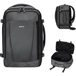ECOHUB Travel Backpack 18x14x8 Spirit Airlines Personal Item Bag Carry On Backpack 13 Pockets Large Work Casual Daypack for men Airline Approved Waterproof Gym Backpack with Charging Port, Light Grey (18 inch underseat)