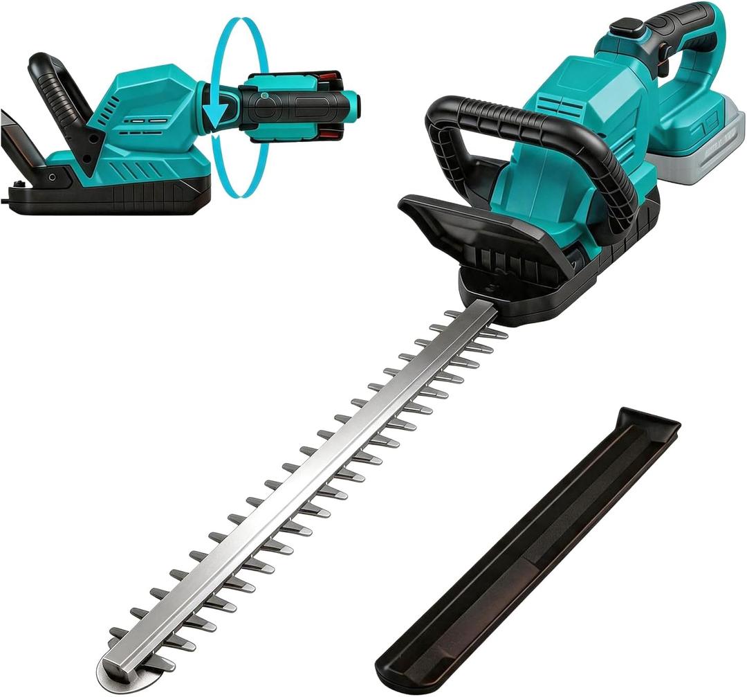 Cordless Hedge Trimmer 22-Inch Compatible with Makita 18V Battery, 3000RPM Brushless Motor Electric Hedge Trimmer, 180°Rotatable Head, Battery Powered Bush Trimmer for Yard, Garden(Tool Only)