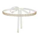 Urieo Rhinestone Wedding Belt Crystal Bridal Belts with Beige Ribbon Bride Bridesmaid Dress Party Sash Belts for Women and Girls