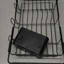 Dish Drying Rack in Sink - Expandable Stainless Steel Dish Rack Over the Sink, Kitchen Sink Drain Strainer with Cutlery Holder & Cup Holders, 15.4 x 9.8 x 3.0 Inch, Black