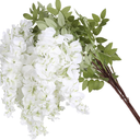 White Artificial Wisteria Hanging Flowers Fake Wisteria Flowers for Floor Vases Silk Flowers for Wedding Arch Ceremony Window Box Home Garden Backdrop Decoration (White)