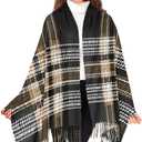 Black Brown Tartan Plaid Pattern Women's Scarf Soft Warm Fall Winter Scarves Long Pashmina Shawls and Blanket Wraps