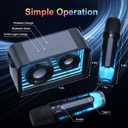 Mini Karaoke Machine for Kids Adults, Portable Bluetooth Speaker with 2 Wireless Microphones & Wireless Charger, Toys with Lights Gift for Kids