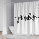 DDS-DUDES Get Naked Shower Curtain Bathroom Set, Funny White Durable Waterproof Polyester Shower Curtain for Bathroom Bath Decor with Hooks 71 * 71 inches