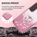 for Samsung Galaxy S22 Plus Phone Case,for S22+ Mobile Phone Case for Women and Girl, Glitter Butterfly Floral TPU Protective Cover with Kickstand+Strap for Samsung S22 Plus (Pink)