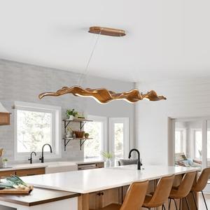 LUJIAODS 39" Large Wave-Design LED Chandelier, Dimmable Linear Pendant Light with 3-Color Dimming, Modern Billiard Pool Table Lights for Kitchen Island, Dining Room