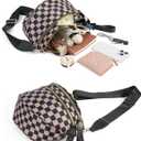 FEIBOON Spacious Checkered Nylon Crossbody Bag Bum Bag Handbags Wallets for Women