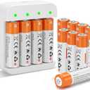 12 Pack Rechargeable 1.5V AA Size Lithium Batteries for Blink Camera, Long-Lasting Double A Battery 2600mWh with 2H Fast Charger (4 Bay Independent Slot)