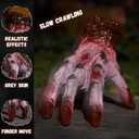 Halloween Animatronics Crawling Zombie Hand Decorations - Sound Activated with Creepy Sound, Scary Move Haunted House Holiday Severed Hand Decor Horror Prop for Indoor/Outdoor, Yard Lawn