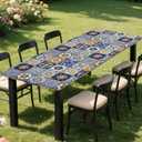 Rectangle Table Cover with Elastic Edge Design Waterproof Stain-Resistant Wipeable Fitted Table Cloth Fits 6 Foot Tables for Picnic, Camping, Outdoor, 72" x 30"