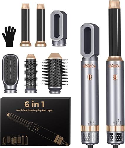 Air Styler Hair Styler 6 in 1, Hair Dryer Brush, 30 mm Curling Iron with Air, Give Hair Volume, Straighten, Curl and Blow Dry Dry Hair (No Rotating Hot Air Brush)
