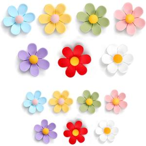 Nextpal 14 Pcs Cute Fridge Magnets, 3D Flower Magnets with Strong Holding Power, Colorful Decorative for Refrigerator Locker and Whiteboard Fun Office and Kitchen Decor for Girls