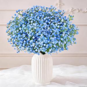 Ovveroche 120 Pcs Baby Breath Artificial Flowers Bulk Blue Baby Breath Flowers Artificial Fake Babys Breath Gypsophila Faux Babys Breath for Wedding Bouquet Home Party Decor, 11.8 Inch
