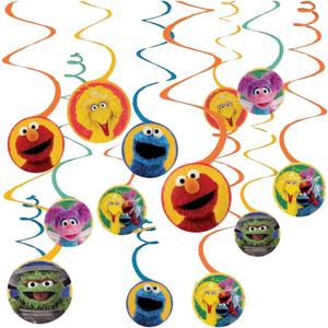 Everyday Sesame Street Spiral Hanging Decorations (Pack of 12) - Multicolor Paper - Vibrant & Fun Party Decor for Themed Gatherings, Events & Celebrations