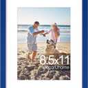 decorUhome 8.5 by 11 Picture Frame, Display Pictures 6x8 with Mat or 8.5x11 without Mat, Wall & Tabletop Display Certificate Frame, Royal Blue, 1 Pack