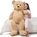 Tezituor Giant Teddy Bear 5 Feet Tall - Light Brown Life Size Teddy Bear Stuffed Animals 59" - Fluffy Huge Teddy Bear with Footprints - Cuddly Love Gift for Girlfriend, Brown