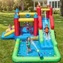 9-in-1 Inflatable Bounce House with Water Slide for Kids Ages 36, Wet or Dry Bouncy Castle with Trampoline, Climbing Wall, Ball Pit and Play Cannon for Indoor/Outdoor Backyard Play