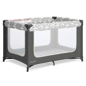 Dream On Me Zodiak Baby Playard, Breathable Mesh Sides, Soft Comfortable Mattress, Quick & Easy to Fold with Travel Carry Bag, Compact Space Saving Design - Gray