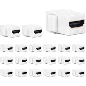 HDMI Keystone Jack 4K, 20 Pack HDMI Keystone Insert Female to Female Coupler Video Adapter (White)