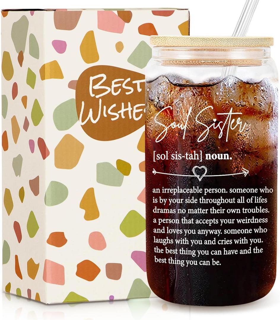 Birthday Gifts for Women Best Friend, Gifts for Women Friends, Friendship Gift, Gift for Best Friend Bff - 16oz Soul Sister Cup