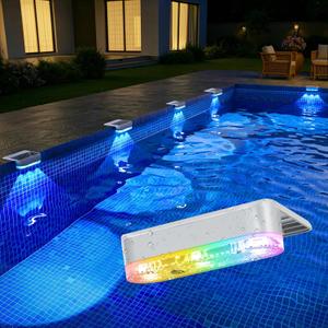 APONUO 4 Pack Solar Pool Lights, Pool Solar Lights for Above Ground Pools, RGB Color Changing, IP65 Waterproof Solar Pool Lights for Inground Pool, Pond, Fountain, Yard