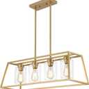 4-Light Gold Chandeliers for Dining Room, Kitchen Island Light Fixture, L32" - 4 Light