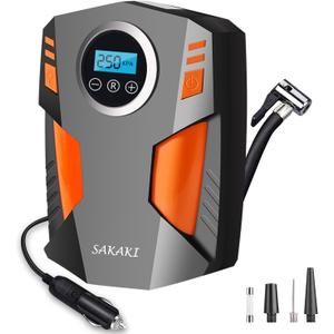 Air Compressor Tire Inflator Portable 12V DC Digital Electric Car Air Pump 150 PSI, Preset Tire Pressure Auto Shutoff for Sedan SUV Tyres, Bicycles, Other Inflatables Orange