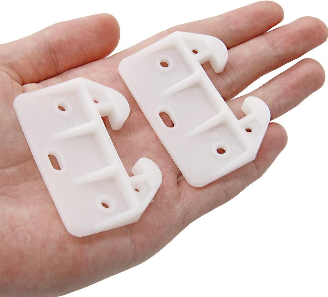 Litoexpe 10 Pieces White Plastic Drawer Guides Rear Drawer Replacement Guides Brackets with Screws, Drawer Track Parts for Furniture, Dressers, Wardrobe (59x41x16.5mm) (584129mm - 10 Pcs)