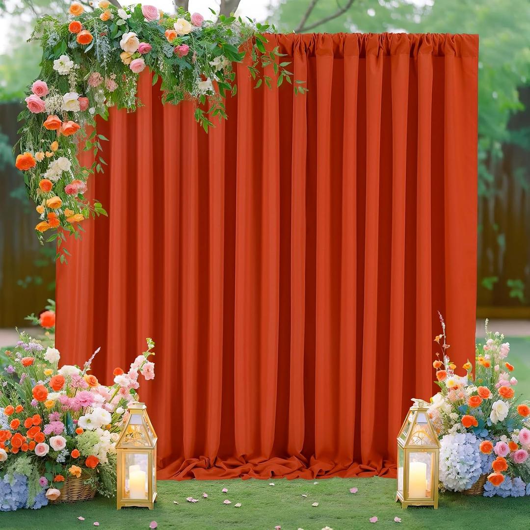 Rust Backdrop Curtains 10ft x 10ft Polyester Photo Backdrop Drapes for Birthday Party Stage Window Supplies Decorations (2 Panels 5ft X 10ft)