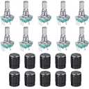 Konohan 10 Pcs 360 Degree Rotary Encoder Code Switch Digital Potentiometer with Push Button 5 Pins Handle Length 20mm and Knob Cap Compatible with Arduino EC11