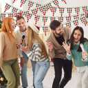 5 Pieces Christmas Banners Red and Green Buffalo Plaid Pennant Flags Christmas Single Sided Paper Triangle Flag for Holiday Decoration Birthday Wedding Party Outdoor Decor