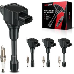 Torchbeam Set of 4 UF549 Ignition Coils Packs and Double Iridium Spark Plugs Fit for Nissan Altima Versa Sentra Rogue Cube NV200 2.5 1.8 1.6 2.0 L4 Replacement for C1696 9029 UF-708 UF-739 GN10241