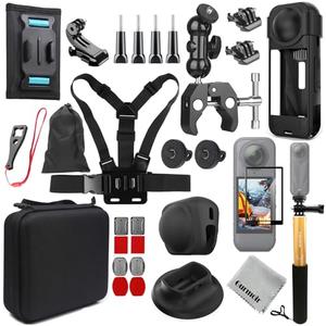 Gurmoir Accessories Kit for Insta360 X5 Camera, Bike Mount/Backpack Mount/Protective Cover Base/Templed Glass Film for Insta360 X5 Camera Outdoor Sports Travel