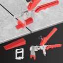1/16" Tile Leveling System with Floor Tile Plier, 600 Piece Tile Spacers Clips and 200 Piece Reusable Wedges, Tile Tools Kit for Professional Ceramic Tiles and Stone Installation (Red)