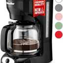 Mueller 12-Cup Drip Coffee Maker - Borosilicate Carafe, Auto-Off, Reusable Filter, Anti-Drip, Keep-Warm Function, Clear Water Level Window Coffee Machine, Kitchen Essentials & Accessories